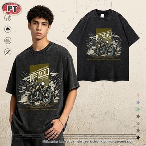 Wholesale Cotton Acid Wash Oversized Tshirt Custom Graphic Digital Print Vintage Heavyweight T Shirt for <b>Men</b> - Product Image 2