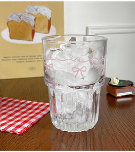 Mug à café en verre rose style dessin animé avec nœud et motif cœur, capacité 260ml/380ml, compatible lave-vaisselle et micro-ondes - Product Image 6