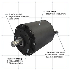 Motor Sumergible D126L165 IP68 45kW 50Nm 57/63/71/82/95/115/143KV 80km/h para Tabla de Surf Eléctrica, Refrigerado por Agua, con Certificación CE D126 - Product Image 2