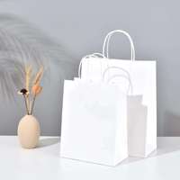 Sacs en papier kraft brun et blanc personnalisables avec votre logo pour la vente en gros, réutilisables, pour l'emballage alimentaire et le shopping