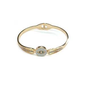 Classic and Trendy Gold Plated Zinc Alloy Cuff <b>Bracelet</b> Diamond Bezel Setting for Gift - Product Image 1