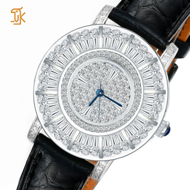 Fashion Custom Leather Strap Watches for Women Girl Luxury Stainless Steel 35mm Diamond Automatic 6T15 Mechanical Wrist Watch