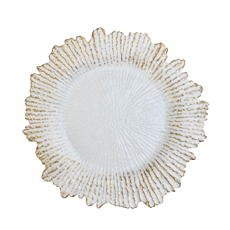 Assiettes de présentation en plastique avec bordure dorée