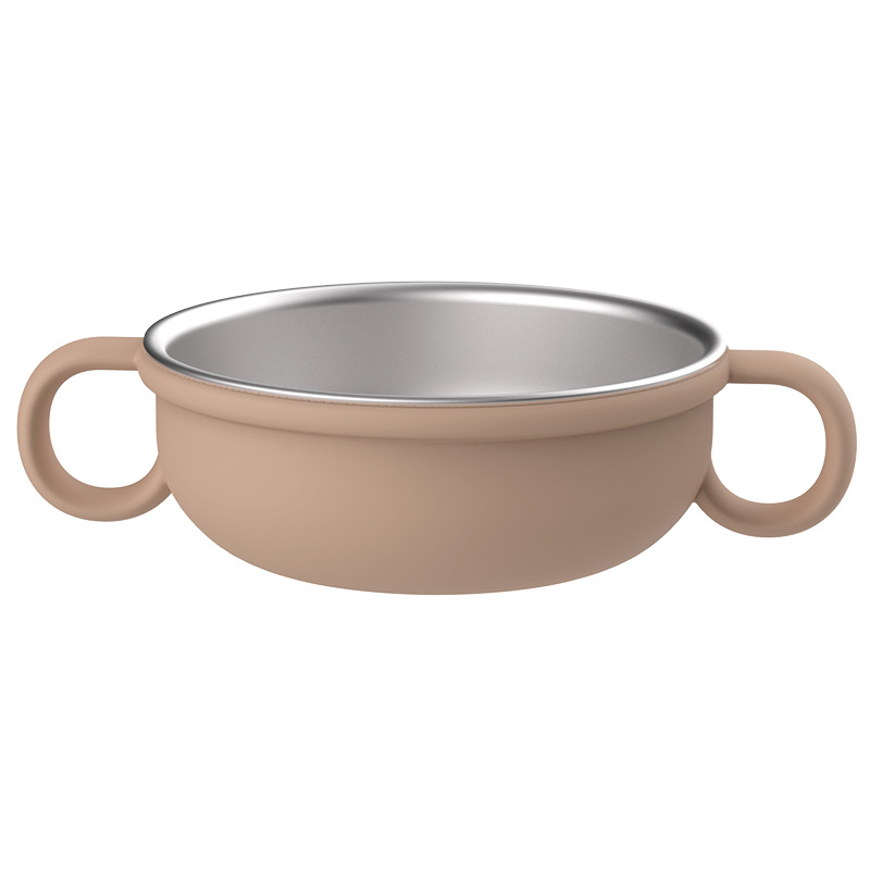Marron boue - Bol en acier inoxydable silicone