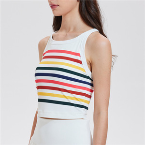 Chaleco deportivo transpirable para mujer con almohadilla fija en el pecho, ropa de Yoga al aire libre de secado rápido para Fitness, Top deportivo de arcoíris - Product Image 2