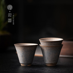 Taza de té retro de cerámica con forma de cono, chapada en oro, juego de té Kung Fu, taza individual para té de la tarde, cerámica del condado de Dehua - Product Image 4