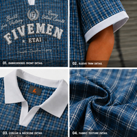 Polo de haute qualité, broderie personnalisée, logo imprimé, t-shirt pour homme, polo à carreaux, coupe courte, style streetwear premium, OEM