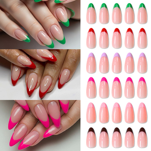 12 grilles, 288 pièces, <span class=keywords><strong>faux</strong></span> ongles en amande française couleur bonbon, ongles à presser à pointe moyenne en forme d'amande, <span class=keywords><strong>faux</strong></span> ongles d'été pour femmes - Product Image 6