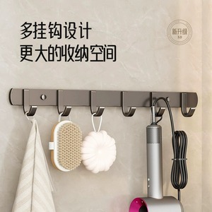 ตะขอแขวนผนัง Shu Zheng สีเทากันเมทัล 5 ตะขอ แบบไม่ต้องเจาะ สำหรับห้องน้ำ ห้องครัว แขวนเสื้อโค้ท สำหรับประตูหรือผนัง - Product Image 2