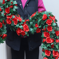 YHM Guirlande de roses artificielles pour la décoration de plafond de salon, couvre-tuyau de climatisation, plante enroulante moulée par injection, pour mariage