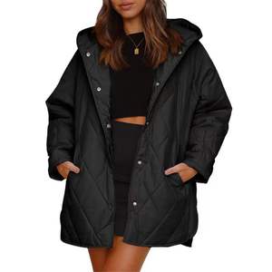Veste d'hiver décontractée pour femmes, matelassée en diamant, à capuche, légère, respirante, en polyester, rembourrée de duvet - Product Image 3