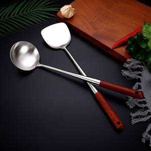 Juego de espátulas para wok de acero inoxidable, utensilio de cocina con mango extra largo de 2 piezas para freír y revolver - Product Image 4