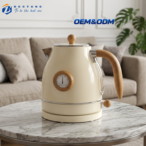 Wood Grain Vintage Electric Tea <b>Kettle</b> 1.2L Stainless Steel Water Boiler with LED Indicator Light Temperature Display - Product Image 1