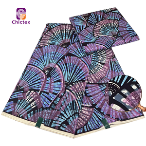 Tissu Wax Africain Imprimé Pailleté Grand Luxe Nouveaux Modèles, Motif Fleur, <span class=keywords><strong>Pagne</strong></span> <span class=keywords><strong>en</strong></span> Gros à Prix Abordable pour Robe de Soirée à Coudre - Product Image 4