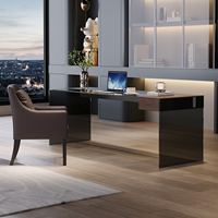 Bureau de direction en bois massif, durable, de luxe, moderne, avec surface en dalle de roche italienne minimaliste, pour bureau de patron