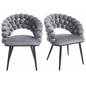 Silla de Comedor Moderna para Restaurante Comercial con Tapicería de Terciopelo, Respaldo Hueco Acolchado y Patas de Metal Resistentes - Product Image 4