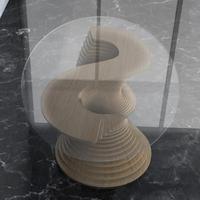 Table basse en forme de S, base en bois en spirale unique, plateau en verre, décoration d'intérieur, meubles pour café, hôtel, centre commercial, bureau