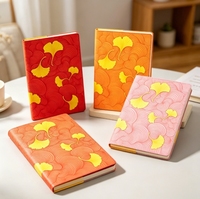 Carnet Luzhi Or et Argent Abricot - Carnet de Bureau Épais à Surface Feuille d'Érable - Cadeau d'Affaires Personnalisé