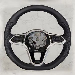 Volant <span class=keywords><strong>sport</strong></span> à 3 branches en cuir/aluminium/fibre de carbone pour VW Transporter T-Roc Beetle Polo 6R Scirocco T6 - Product Image 3