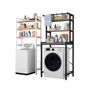 Étagère de rangement moderne <span class=keywords><strong>à</strong></span> trois niveaux en métal sur pied pour salle de bain, buanderie, machine <span class=keywords><strong>à</strong></span> laver, serviettes et plantes - Product Image 1