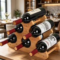 Porte-bouteilles à vin en bambou pour comptoir, support à bouteilles en bois pour 6 bouteilles, rangement à vin en bambou pour la maison, la cuisine ou le bar