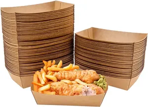 Plateau alimentaire jetable en papier couché kraft rectangulaire au <span class=keywords><strong>meilleur</strong></span> prix, gratuit en matériaux recyclés pour une utilisation au restaurant, service de sushi et de hot-dog - Product Image 2