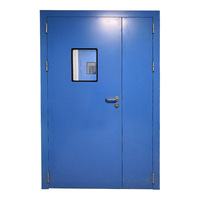 Porte double TECHTOP de haute qualité pour salle blanche, hôpital et laboratoire, en HPL vert menthe avec fenêtre de vision intégrée