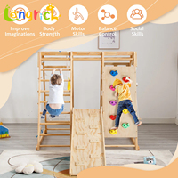 Grand ensemble de grimpeur en bois d'intérieur pour enfants Montessori Jungle Gym avec toboggan Jouet de gymnastique pour tout-petits pour aire de jeux Jungle GYM