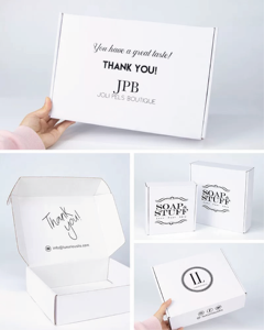 Boîtes postales d'expédition blanches en papier ondulé avec logo personnalisé bon marché en stock - Product Image 3