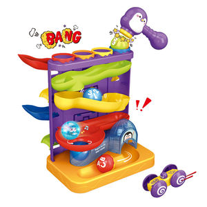 Jouets d'activités pour tout-petits de 1 à 3 ans, ensembles de pistes de <span class=keywords><strong>course</strong></span> de voitures à fente, tours de pistes à billes roulantes, jouets avec marteau - Product Image 1