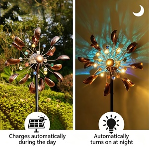 Molinillo de Viento Decorativo para Exteriores con Luz Solar de 6 Colores, 360° °   Esculturas de Viento Giratorias Grandes de Metal, Molinos de Viento para Jardín - Product Image 2