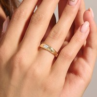 Bague de fiançailles épaisse en or massif 14 carats, sertie de diamants de laboratoire, bande audacieuse, bague de mariage, bague de fiançailles, cadeau