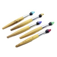 Stylo portable à corps imitation bois, tête de brosse multicolore, design de stylo à brosse pour une écriture fluide, stylo à bille pour le bureau