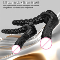 Dildo extra large noir à double tête, super long, en PVC, simulation de pénis, pour lesbiennes