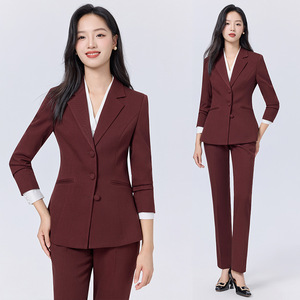 Women's Wool <b>Blend</b> Suit Set Polyester Fabric Anti-Wrinkle Business Formal Workwear Commute Professional Uniform - Product Image 1