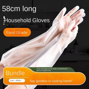 Einweg-wasserdichte <span class=keywords><strong>Latex</strong></span> handschuhe für Damen Küche Dick, lang ärmelig, transparent für das Geschirrs pülen im Haushalt - Product Image 4
