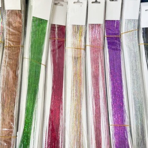 Cheveux longs et lisses de 20 pouces, paillettes brillantes, mèches de cheveux pour fête, résistantes à la chaleur, arc-en-ciel, cheveux colorés pour filles - Product Image 6