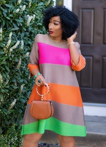 YS212 Long Sleeve Casual <strong>Dresses</strong> Spring Spring <strong>African</strong> <strong>Dresses</strong> Ladies Casual Multi Color Stripes Madi <strong>Dresses</strong> <strong>Women</strong> - Product Image 3