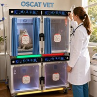 Cage d'unité de soins intensifs vétérinaire OSCAT avec climatiseur pour grands chiens, unité de soins intensifs intelligente multi-cabines pour animaux UC-2008D