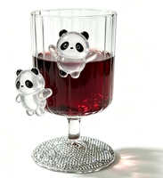 Gobelet en verre décoratif transparent Panda avec strass pour vin, champagne, cocktail, décoration de table à la maison, cadeau