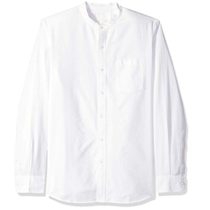Hommes 100% coton <span class=keywords><strong>oxford</strong></span> <span class=keywords><strong>col</strong></span> debout couleur uni manche longue chemise décontractée - Product Image 4