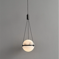 Luminaire suspendu moderne en globe d'albâtre, sphère en marbre naturel, lampe suspendue pour chambre à coucher, chevet, îlot de cuisine, décoration