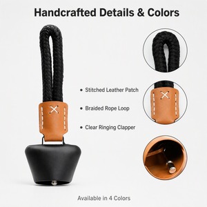 <span class=keywords><strong>Llavero</strong></span> de campana de metal mate con correa de cuero trenzada, amuleto EDC para mochila, diseño artesanal para senderismo - Product Image 2