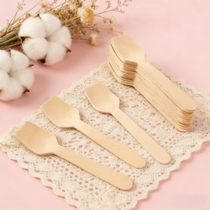 Cuillère en bambou écologique 2025, couverts biodégradables jetables, logo personnalisé imprimé, mini-cuillère en bois pour la crème glacée - Product Image 2