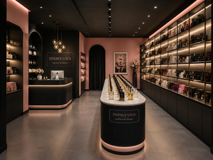 Luxury Perfume Store Design <b>with</b> Custom Commercial Furniture, Glass Display Cabinets, <b>LED</b> <b>Lighting</b> and Full Shop Fit Out - Product Image 1