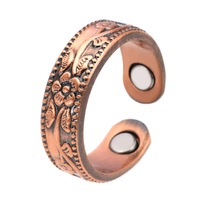 Cincin Terapi Magnetik Tembaga Merah Murni 999% Minimalis Vintage Terlaris, Model Terbuka dan Dapat Disesuaikan, Perhiasan Kesehatan dan Kesejahteraan