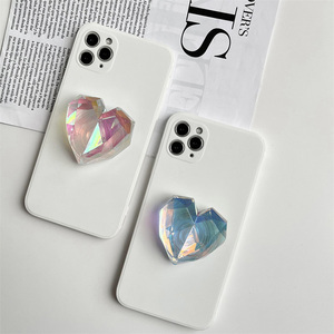3D kalp şekli telefon tutamağı standı Kawaii holografik lazer telefon soketi katlanabilir telefon tutucu - Product Image 3