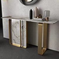 Table console moderne en acier inoxydable avec rangement, design contemporain, couleur et taille personnalisables pour hôtel, maison, salon, meubles