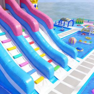 Nuevo Mega Tobogán Acuático Inflable, Combinado con Casa de Brinco, Castillo Inflable Comercial con Piscina - Product Image 4