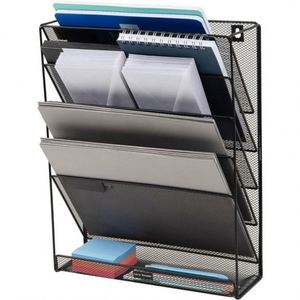 Hanging Wall <b>File</b> <b>Organizer</b> 6 Tier Wall Mounted Mail Paper Folder Holder Document Organization Stand Vertical Desk Magazine Rack - Product Image 4